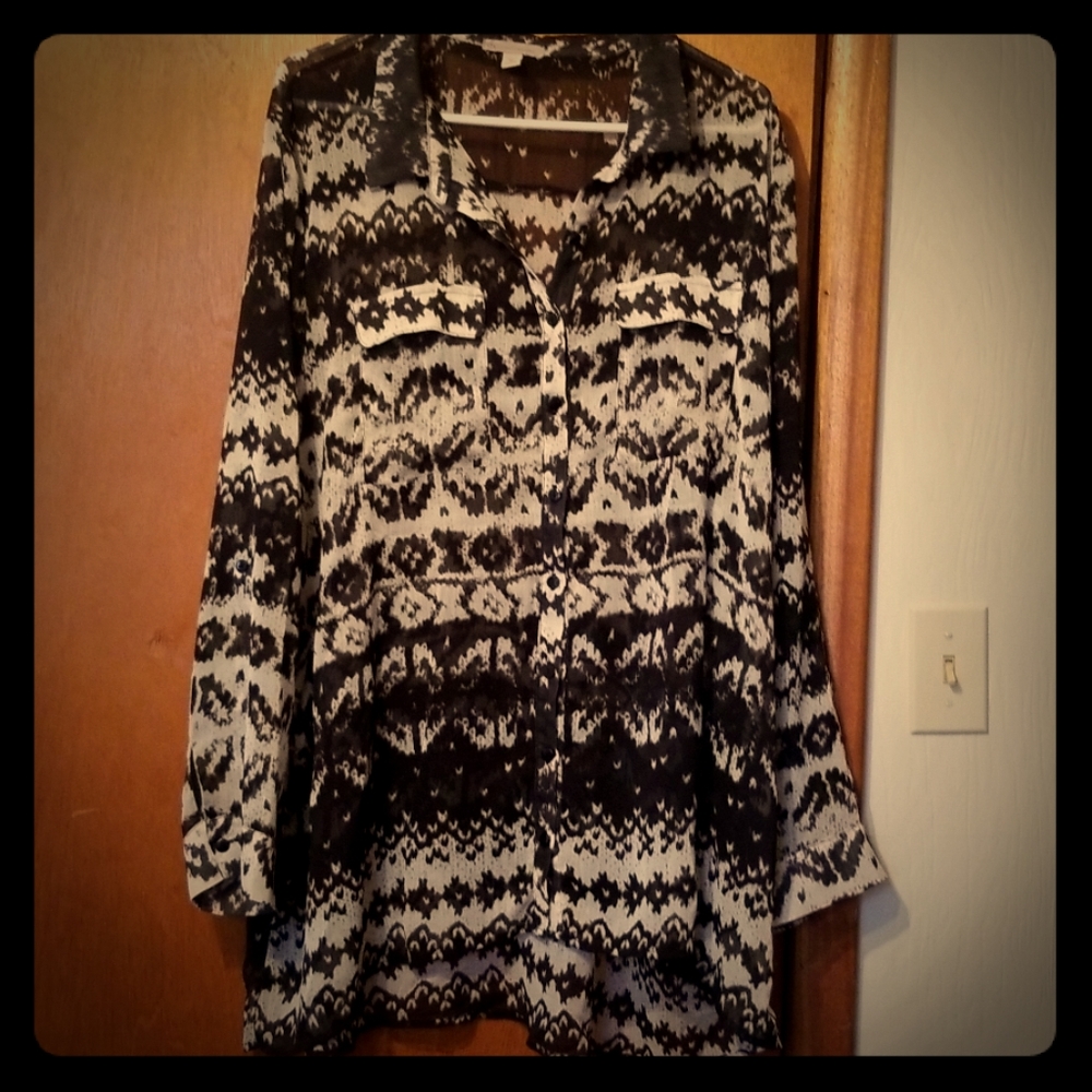 Sheer black and cream blouse